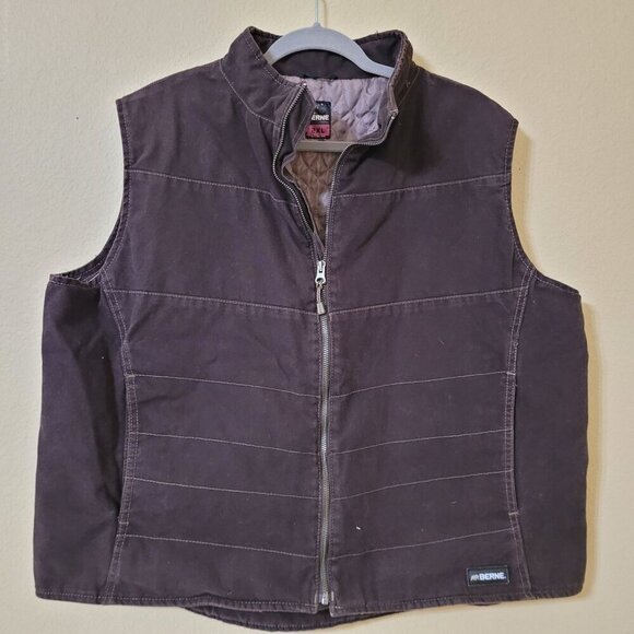 Berne Ladies 2XL Insulated Brown Canvas Vest Farm Barn Hunting Fishing Workwear - Picture 1 of 10